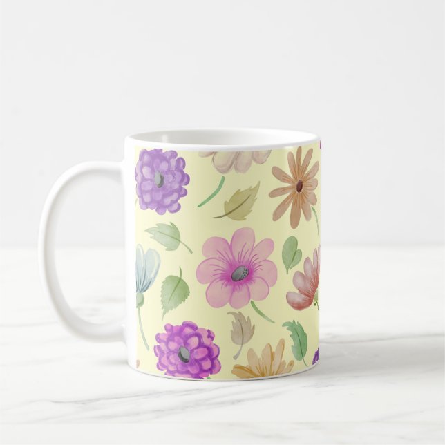 De Café Taza con flores (Izquierda)
