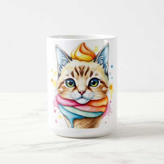 De Café Taza con helado y gato (Centro)