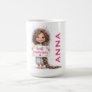De Café Taza con ilustración regalo para la mejor mamá