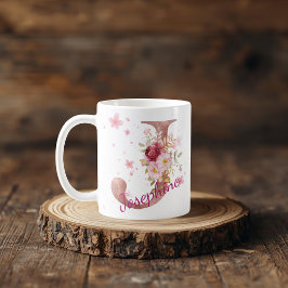 De Café Taza con inicial floral personalizada – Letra J