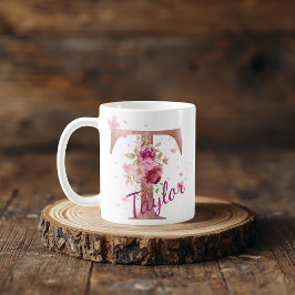 De Café Taza con inicial floral personalizada – Letra T