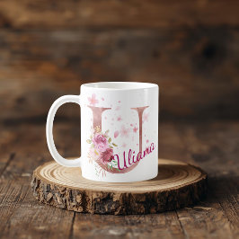 De Café Taza con inicial floral personalizada – Letra U