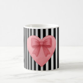 De Café Taza con lazo corazón y rayas