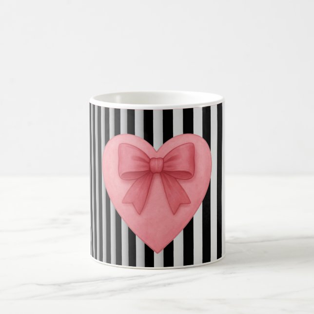 De Café Taza con lazo corazón y rayas (Centro)