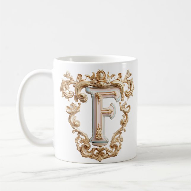 De Café Taza con Letra 'F' Barroca para una Princesa del C (Izquierda)
