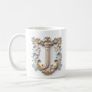 De Café Taza con letra 'J' barroca para una princesa del c