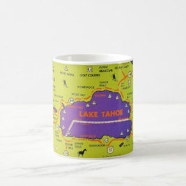 De Café Taza con mapa antiguo del lago Tahoe