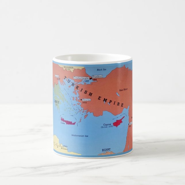 De Café Taza con Mapa Colorido del Imperio Turco (Centro)