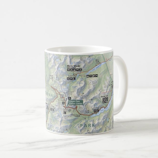 De Café Taza con mapa del Parque Nacional Glaciar (Anverso derecho)