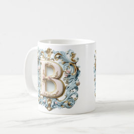 De Café Taza con monograma barroco 'B' para una princesa d