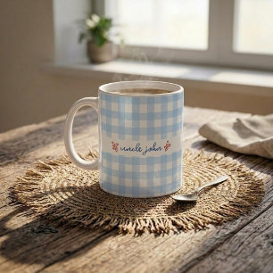 De Café Taza con nombre personalizado y patrón gingham lin