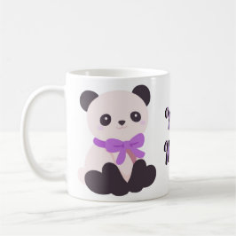 De Café Taza con oso panda sentado kawaii lindo con lazo m