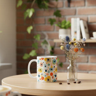 De Café Taza con patrón floral abstracto colorido