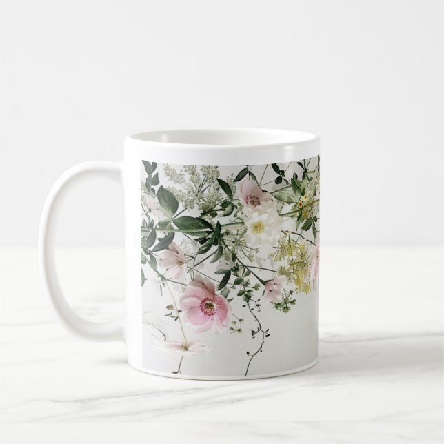 De Café Taza con patrón floral denso rústico | Hogar Cotta (Izquierda)