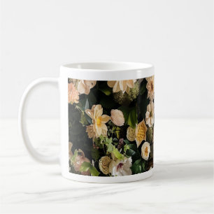 De Café Taza con patrón floral elegante Estética neutral
