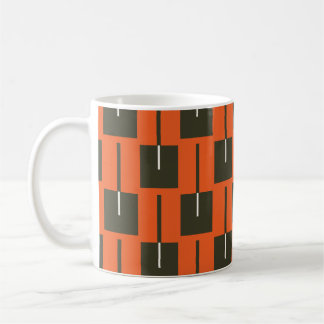 De Café Taza con patrón geométrico quemado naranja y oliva