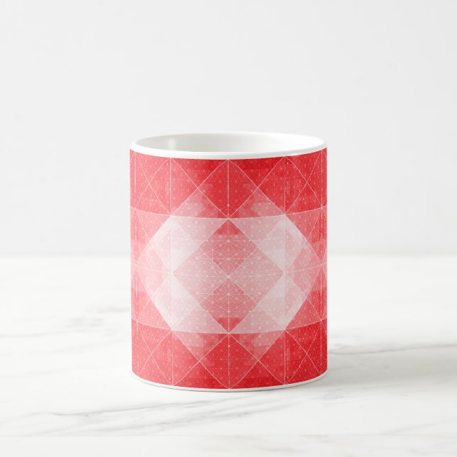 De Café Taza con patrón geométrico rojo y blanco (Centro)