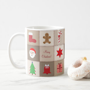 De Café Taza con patrón navideño - Fondo tonos beige