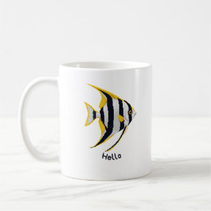 De Café Taza con pez ángel lindo