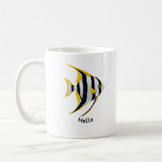 De Café Taza con pez ángel lindo