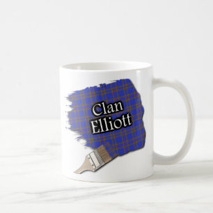 De Café Taza con pincel para pintar Tartán del Clan Elliot