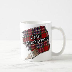 De Café Taza con pincel para pintar tartán del clan MacFar