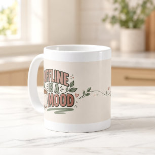 De Café Taza con tipografía delineada que dice Offline Is 