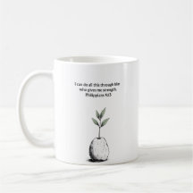 Taza con versículo bíblico Filipenses 4:13 regalo