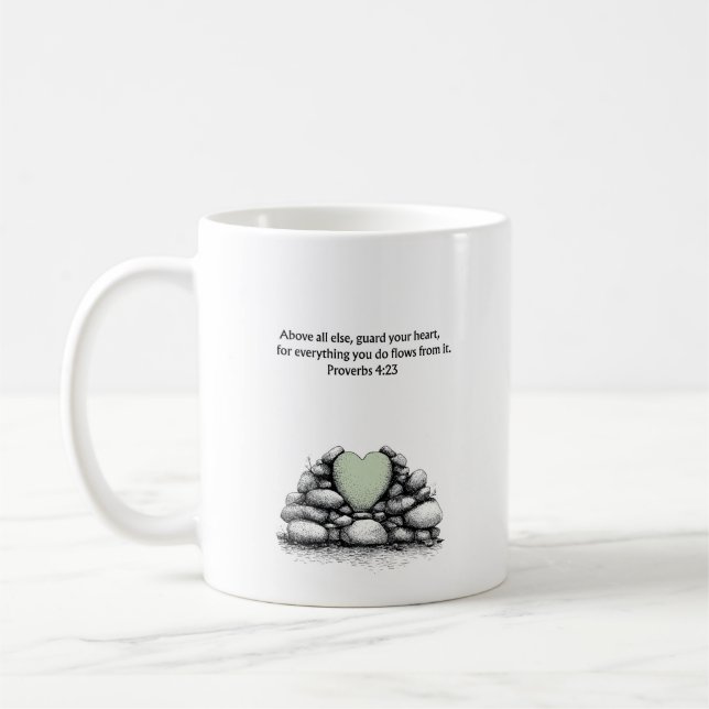 De Café Taza con versículo bíblico Proverbios 4:23 Regalo  (Izquierda)