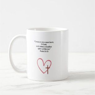 De Café Taza con versículo cristiano del Salmo 51:10   Reg