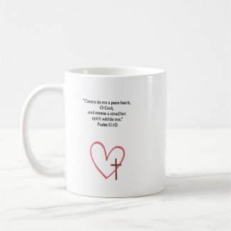 De Café Taza con versículo cristiano del Salmo 51:10 | Reg