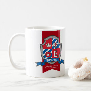 De Café Taza conocida azul roja del significado del escudo