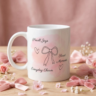De Café Taza Coquette Rosa Acuarela Personalizada
