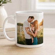 Taza Corazón Caligrafía Moderna Familia 2-Fotos