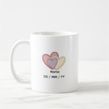 Taza Corazón Personalizada con Nombre y Fecha