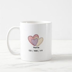 De Café Taza Corazón Personalizada con Nombre y Fecha