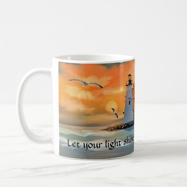 De Café Taza Cristiana Atardecer Faro (Izquierda)