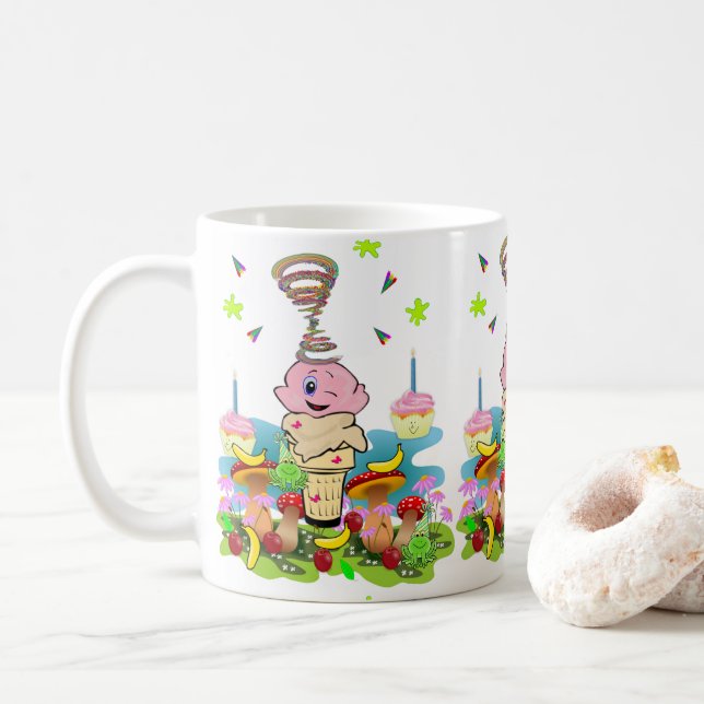De Café Taza Cumpleaños Feliz Twins Cupcake  (Con donut)
