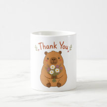 Taza Cute Capybara Gracias Flores Silvestres