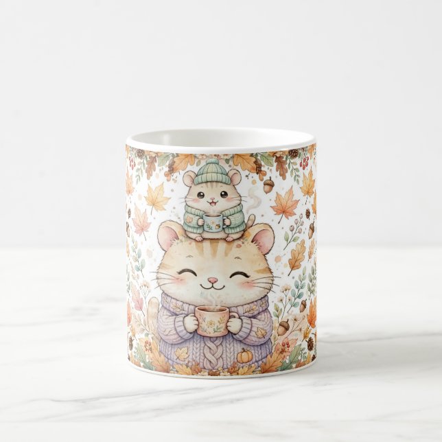 De Café Taza Cute Fall Mice Pumpkin Spice (Centro)