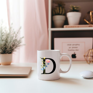 De Café Taza D Monograma Floral Inicial