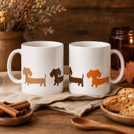 De Café Taza Dachshund Colores Marrones Terrosos