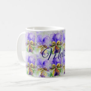 De Café Taza Damas Amor Floral Flores Acuarela Viola