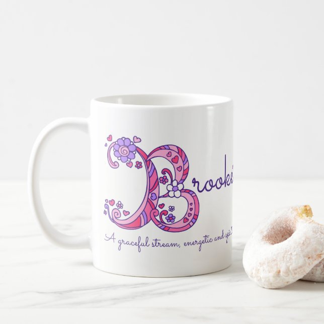 De Café Taza decorativa del monograma del significado (Con donut)