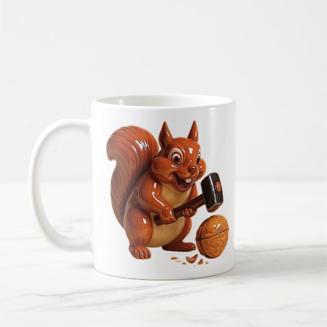 De Café Taza del Ardilla Divertida con Martillo (Izquierda)