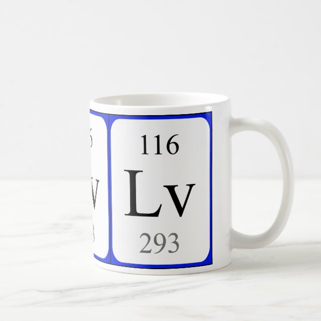 De Café Taza del blanco del elemento 116 - Livermorium (Derecha)