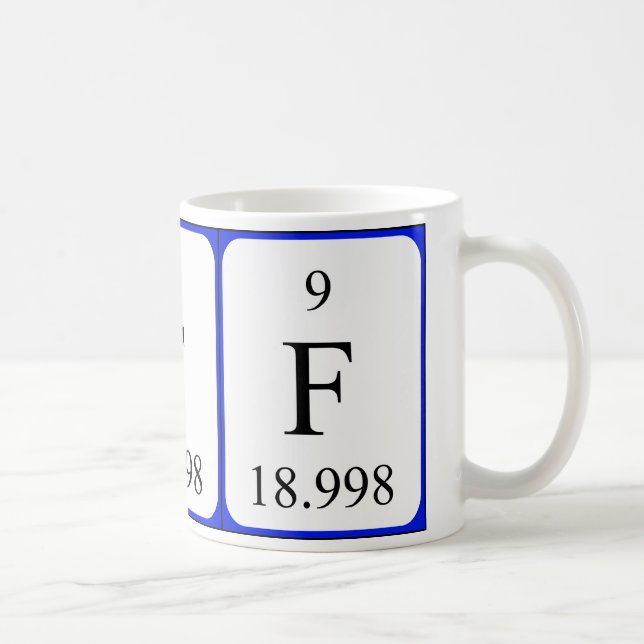 De Café Taza del blanco del elemento 9 - flúor (Derecha)