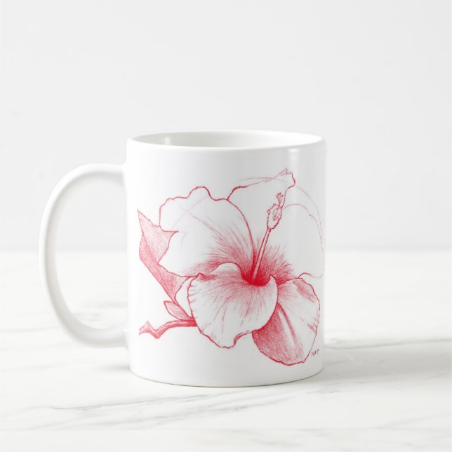 De Café Taza del bosquejo del hibisco (Izquierda)