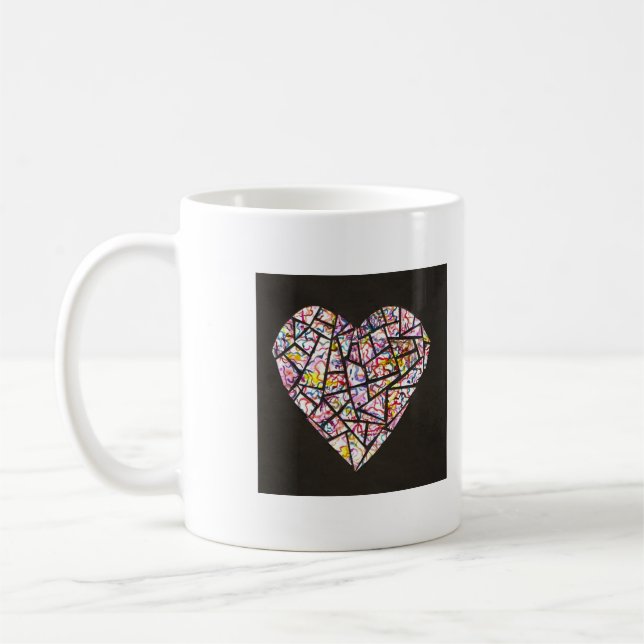 De Café taza del corazón del mosaico (Izquierda)