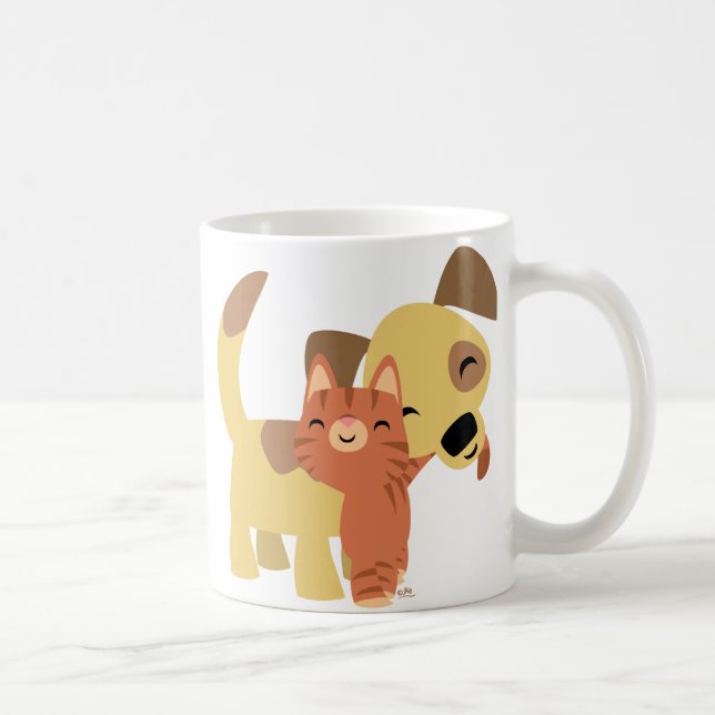 De Café Taza del dibujo animado del gatito y del perrito (Derecha)